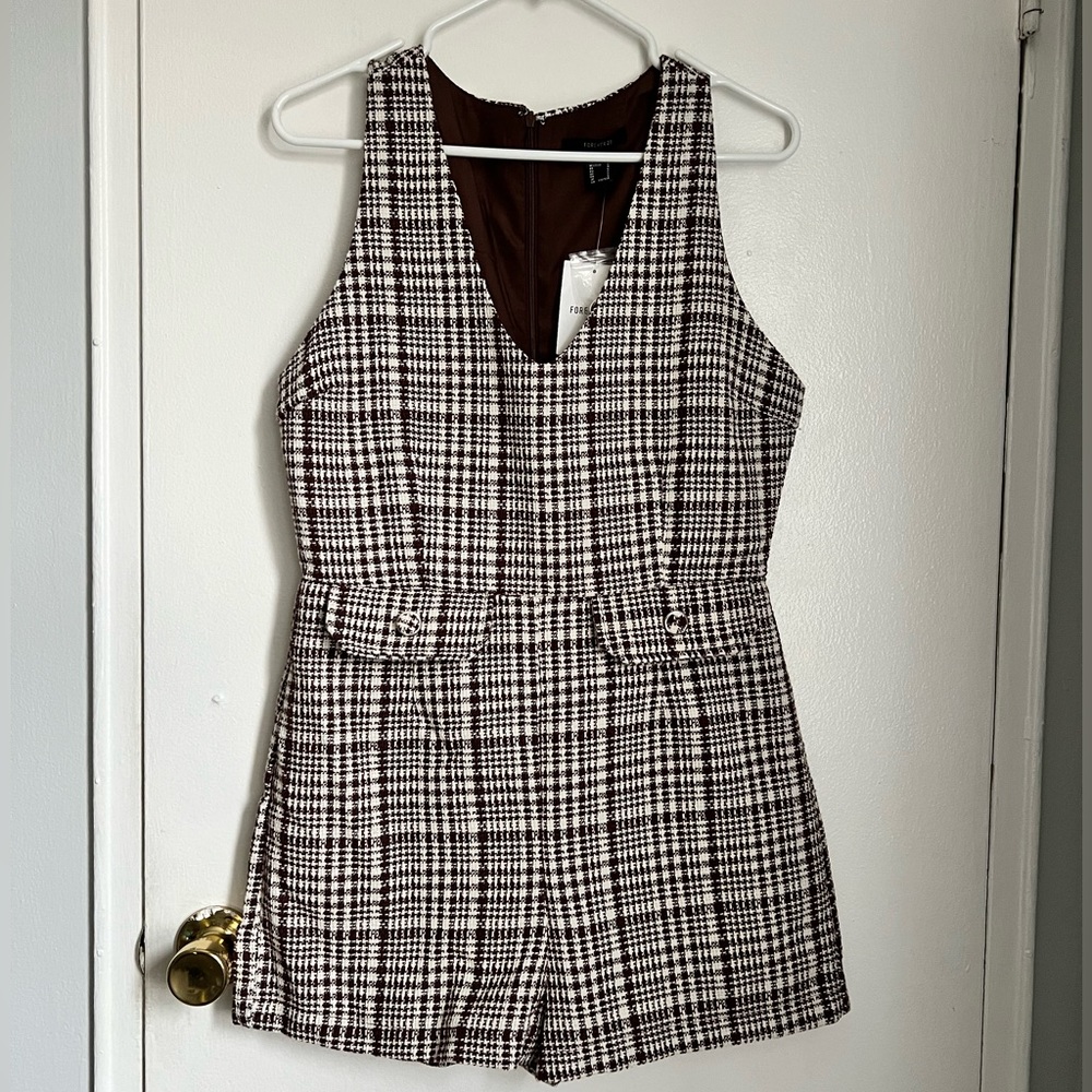 Jumpsuit short Tweed Romper Wool Blend Plaid